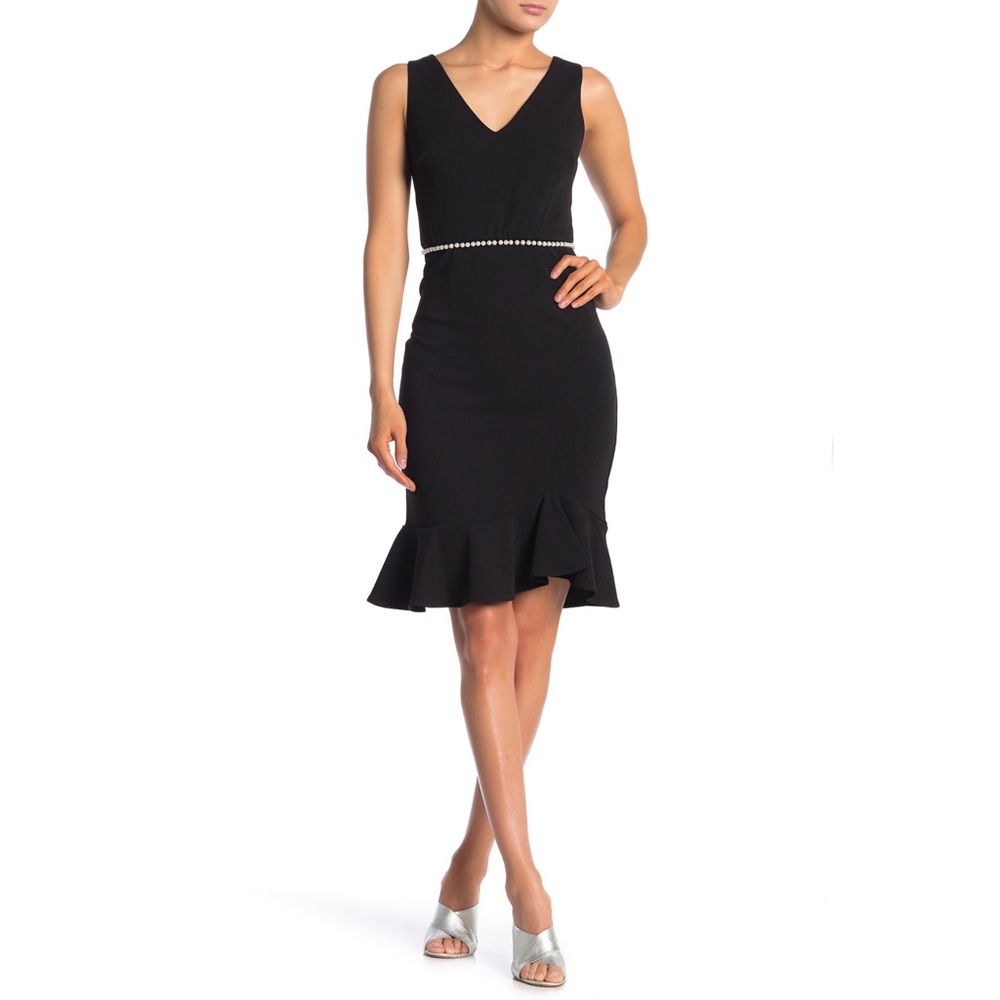 Betsey Johnson Scuba Crepe Faux Pearl Waist Dress